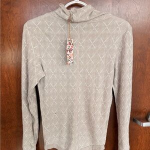 Beige Diamond-Pattern Women's Sweater